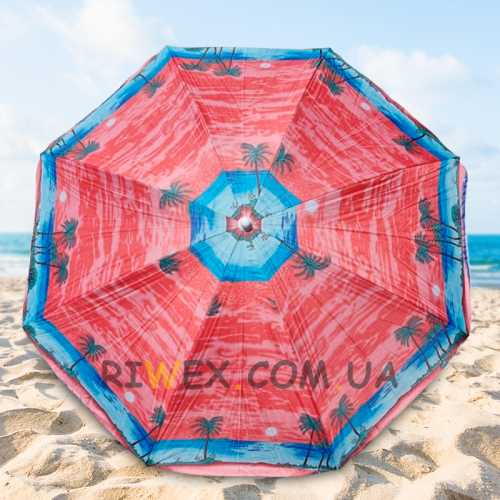Пляжна парасолька з нахилом 1,8 м Червоний з пальмами