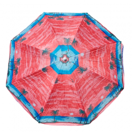 Пляжный зонт с наклоном 1,8 м Красный с пальмами