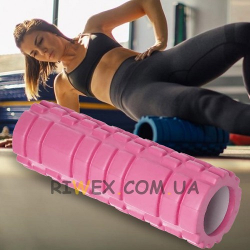 Массажный ролик для йоги, розовый MS 1836-B размер 30х10 см EVA (IGR24) (В)