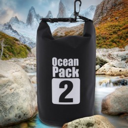 Сумка-мішок Ocean Pack, гермомішок з шлейкою на плече водонепроникний 2 л, Чорний