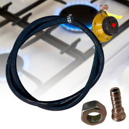 Комплект для підключення газової плити до балона з регулятором та циферблатом OZKAN Туреччина + гайка з лівим різьбленням та штуцер 9 мм