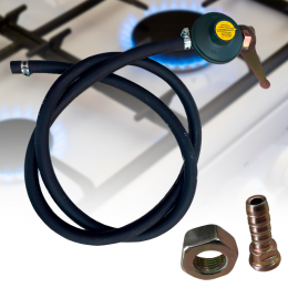 Комплект для підключення газової плити до балона з регулятором ALTINBOGA + гайка з лівим різьбленням та штуцер 9 мм