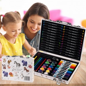 Большой набор для рисования Inspire children Единорожки в алюминиевом чемодане, 64 предмета