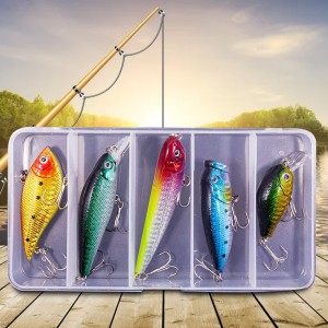 Набір блешні воблер приманки для риболовлі у пластиковому кейсі, кріплення спереду, 5 шт. Набір блешні воблер приманки для риболовлі у пластиковому кейсі, кріплення спереду, 5 шт.