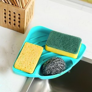 Угловой кухонный органайзер для раковины на присоске Sink Triangle Shelf, Синий (225)