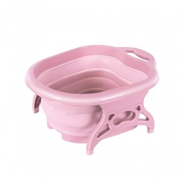 Розкладна ванночка-массажер для ніг роликова, 4 види масажу, Рожевий (219)