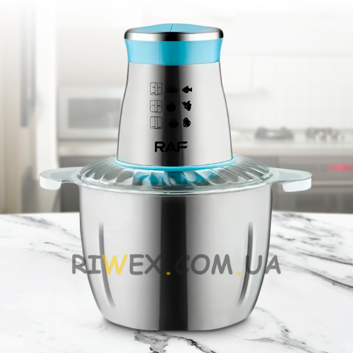 Кухонний комбайн для подрібнення продуктів RAF food processor 1000W блакитний R.7030