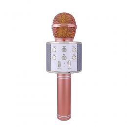 Бездротовий Bluetooth Караоке-мікрофон WS-858, Bluetooth USB, AUX FM, Рожеве золото (HA-50)