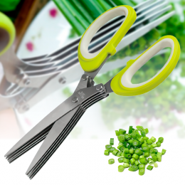 Ножиці кухонні з 5 лезами для нарізки зелені Herb Scissors зелені (В)