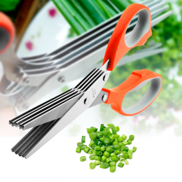 Ножиці кухонні з 5 лезами для нарізки зелені Herb Scissors помаранчеві (В)