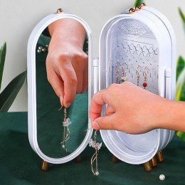 Шкатулка органайзер для хранения бижутерии (ювелирных украшений) с зеркалом Белого цвета (205)