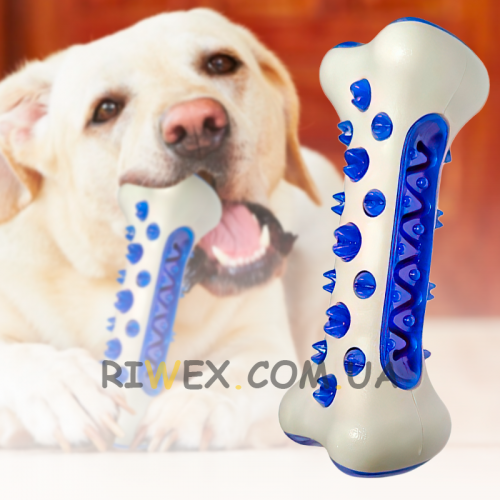 Резиновая косточка для собак TOOTH BRUSH DOG игрушка зубная щетка Синяя (205)