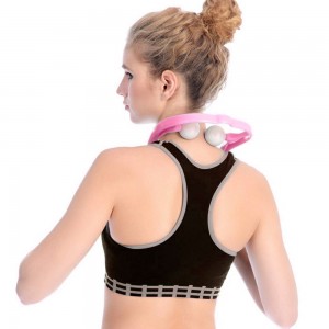 Ручний роликовий масажер для шиї Hexiang Neck Massager для зняття втоми та напруги, Рожевий (212)