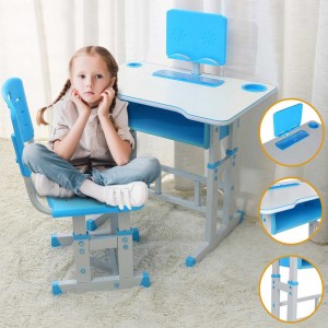 Детский регулируемый столик парта со стульчиком Side table Синий (NJ-492)