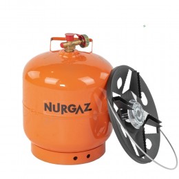 Газовый баллон Nurgaz 8,5 л + газовая горелка резьба 3/8", Оранжевый