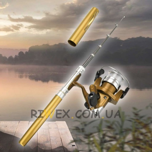 Карманная складная удочка-ручка Fishing Rod in Pen case, Золотая