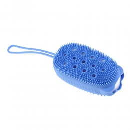 Силіконова масажна щітка Bubble bath brush для душу з петелькою, Синій