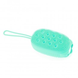 Силіконова масажна щітка Bubble bath brush для душу з петелькою, Зелений