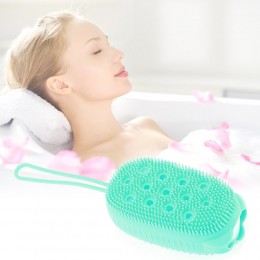 Силіконова масажна щітка Bubble bath brush для душу з петелькою, Зелений