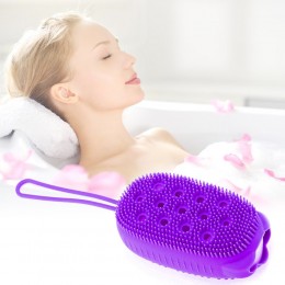 Силіконова масажна щітка Bubble bath brush для душу з петелькою, Фіолетовий