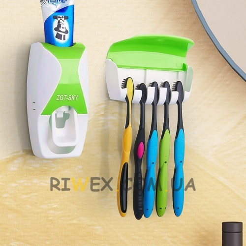Автоматичний дозатор для зубної пасти з тримачем зубних щіток, Зелений (205)