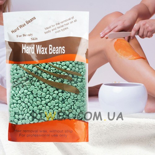 Віск гарячий Hard Wax Beans плівковий в гранулах (гранульований) для депіляції 500 г, Зелений