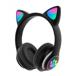 Навушники з котячими вушками Cat VZV-23M, FM-радіо, Bluetooth 5.0, Чорний