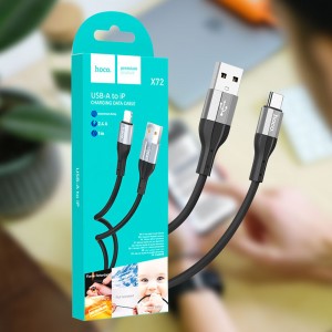 Кабель USB Lightning X72 Creator зарядка, передача данных, 1 м, Черный (206)