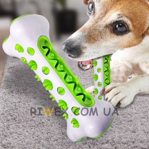 Іграшка для собак Tooth Brush Dog, гумова кісточка для чищення зубів, Зелена (205)