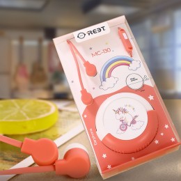 Навушники вкладиші MC-130, дротова гарнітура для дітей з мікрофоном у чохлі, Червоні (626)