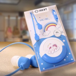 Навушники вкладиші MC-130, дротова гарнітура для дітей з мікрофоном у чохлі, Блакитні (626)