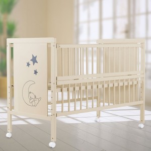 Кроватка детская Дубик-М Медвежонок откидной бок, колеса, бук, Слоновая кость Кроватка детская Дубик-М Медвежонок откидной бок, колеса, бук, Слоновая кость