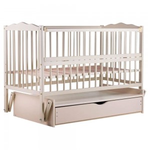Ліжечко дитяче Дубик-М Веселка маятник, відкидний бік, шухляда, Слонова кістка