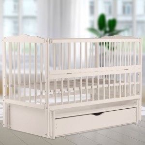 Ліжечко дитяче Дубик-М Веселка маятник, відкидний бік, шухляда, Слонова кістка