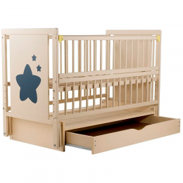 Дитяче ліжечко Дубик-М Зірочка (ящик, маятник, відкидна боковинка) колір слонової кістки