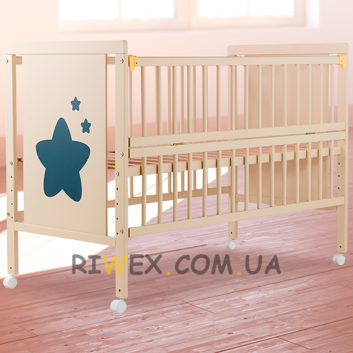 Детская кроватка на колесиках Дубик-М Звездочка (откидная боковинка) слоновая кость