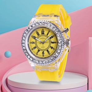 Наручний кварцевий годинник з підсвічуванням EL-517, Жовтий (237)