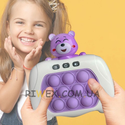 Электронная приставка консоль, поп ит игрушка-антистресс Quick Push Puzzle Game Fast №221A-2, Фиолетовый