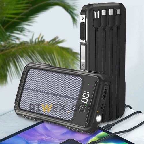 УМБ Power Bank ViaKing 20000 mAh, сонячна панель, Чорний (H-6)