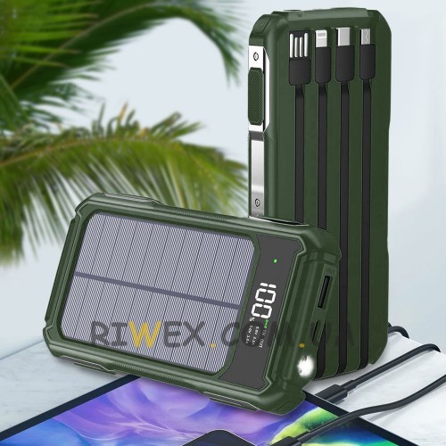 УМБ Power Bank ViaKing 20000 mAh, сонячна панель, Зелений (H-6)