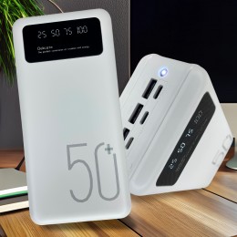 УМБ Портативное зарядное устройство Power Bank Type-C 50000 mAh с дисплеем индикатора заряда, Белый (H-8)