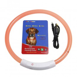 Ошейник с подсветкой для собак с USB-зарядкой S(35 см), Оранжевый (205)