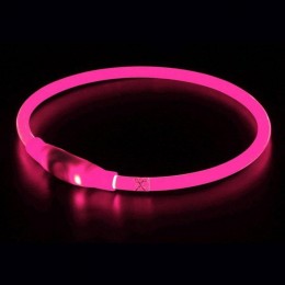 Ошейник с подсветкой для собак с USB-зарядкой S(35 см), Розовый (205)