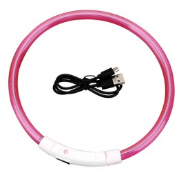 Ошейник с подсветкой для собак с USB-зарядкой M (50 см), Розовый (205)