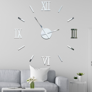 Великий настінний годинник DIY Clock ZH173720 Silver, Срібло