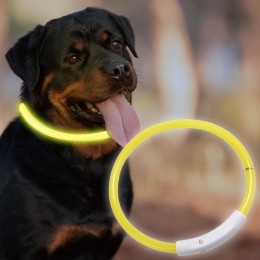 Ошейник с подсветкой для собак с USB-зарядкой L(70 см), Желтый (205)