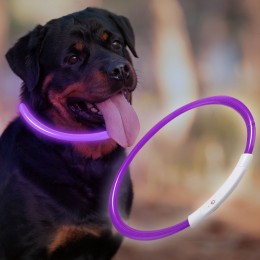 Нашийник з підсвічуванням для собак з USB-зарядкою L(70 см), Фіолетовий (205)