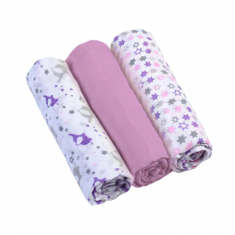 Комплект детских пеленок 3 шт. муслиновые хлопчатобумажные (70х70 см) Фиолетовый 348/04 (SB)
