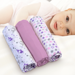 Комплект детских пеленок 3 шт. муслиновые хлопчатобумажные (70х70 см) Фиолетовый 348/04 (SB)