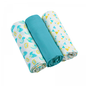 Комплект детских пеленок 3 шт. муслиновые хлопчатобумажные (70х70 см) Голубой 348/03 (SB)